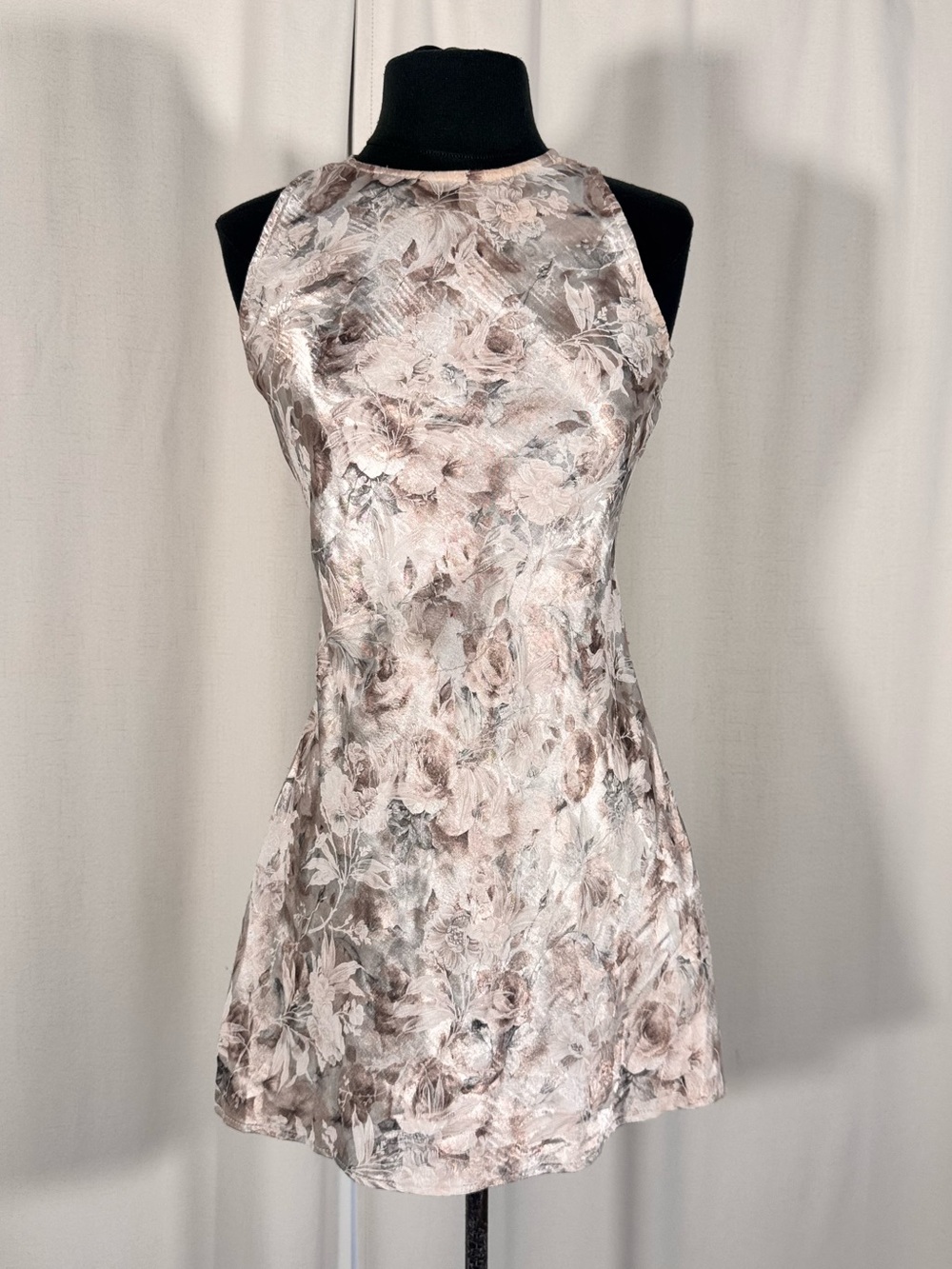 Vintage All That Jazz Satin Floral Mini Dress